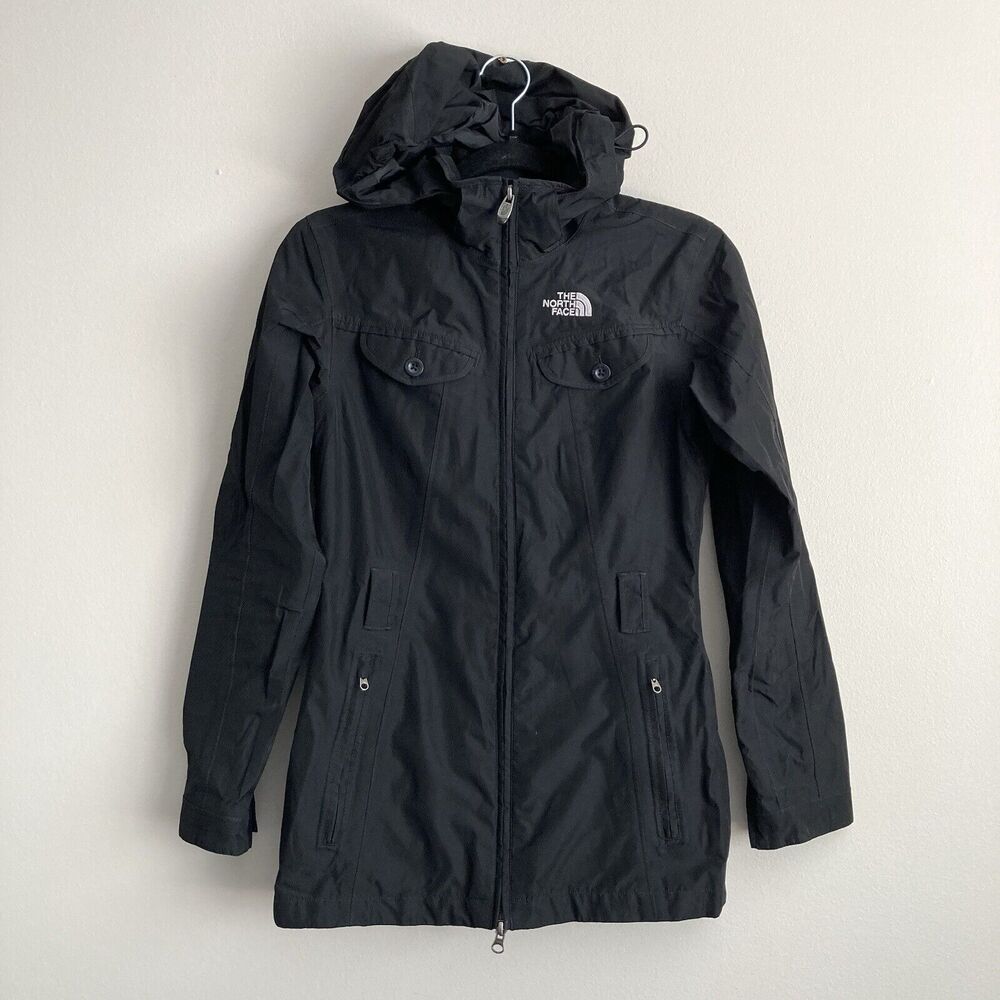 North Face Womens Hyvent Jacket Size XS Black Hooded Wind Breaker Pockets